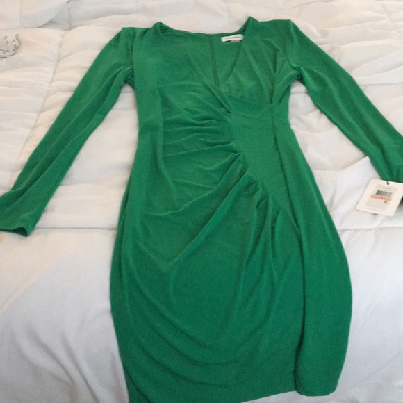 calvin klein green bell sleeve dress